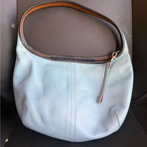 Coach Ergo Half Moon One Shoulder Bag Light Blue Leather Handbag Purse